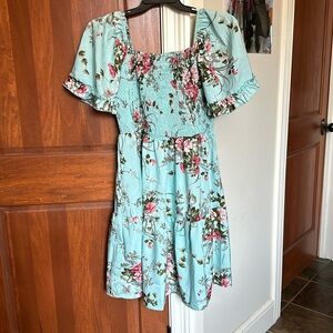Turquoise Floral Dress
